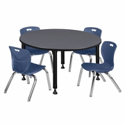 48 IN. ROUND ADJUSTABLE CLASSROOM TABLE- GREY & 4 ANDY 12 IN. STACK CHAIRS- BLUE <FONT COLOR=GREEN>-FREE SHIPPING-</FONT> 48 IN. ROUND ADJUSTABLE CLASSROOM TABLE- GREY & 4 ANDY 12 IN. STACK CHAIRS- BLUE <FONT COLOR=GREEN>-FREE SHIPPING-</FONT>