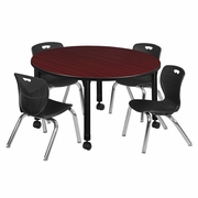 48 IN. ROUND ADJUSTABLE CLASSROOM TABLE- MAHOGANY & 4 ANDY 12 IN. STACK CHAIRS- BLACK <FONT COLOR=GREEN>-FREE SHIPPING-</FONT> 48 IN. ROUND ADJUSTABLE CLASSROOM TABLE- MAHOGANY & 4 ANDY 12 IN. STACK CHAIRS- BLACK <FONT COLOR=GREEN>-FREE SHIPPING-</FONT>