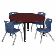 48 IN. ROUND ADJUSTABLE CLASSROOM TABLE- MAHOGANY & 4 ANDY 12 IN. STACK CHAIRS- BLUE <FONT COLOR=GREEN>-FREE SHIPPING-</FONT> 48 IN. ROUND ADJUSTABLE CLASSROOM TABLE- MAHOGANY & 4 ANDY 12 IN. STACK CHAIRS- BLUE <FONT COLOR=GREEN>-FREE SHIPPING-</FONT>