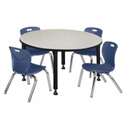 48 IN. ROUND ADJUSTABLE CLASSROOM TABLE- MAPLE & 4 ANDY 12 IN. STACK CHAIRS- BLUE <FONT COLOR=GREEN>-FREE SHIPPING-</FONT> 48 IN. ROUND ADJUSTABLE CLASSROOM TABLE- MAPLE & 4 ANDY 12 IN. STACK CHAIRS- BLUE <FONT COLOR=GREEN>-FREE SHIPPING-</FONT>