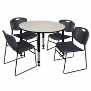 48 IN. ROUND ADJUSTABLE CLASSROOM TABLE- MAPLE & 4 STACK CHAIRS- BLACK <FONT COLOR=GREEN>-FREE SHIPPING-</FONT> 48 IN. ROUND ADJUSTABLE CLASSROOM TABLE- MAPLE & 4 STACK CHAIRS- BLACK <FONT COLOR=GREEN>-FREE SHIPPING-</FONT>
