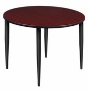 48 IN. ROUND BREAKROOM TABLE- MAHOGANY TOP, BLACK TAPERED LEGS <FONT COLOR=GREEN>-FREE SHIPPING-</FONT>