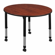 48 IN. ROUND HEIGHT ADJUSTABLE MOBILE CLASSROOM ACTIVITY TABLE- CHERRY <FONT COLOR=GREEN>-FREE SHIPPING-</FONT>