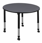 48 IN. ROUND HEIGHT ADJUSTABLE MOBILE CLASSROOM ACTIVITY TABLE- GREY <FONT COLOR=GREEN>-FREE SHIPPING-</FONT>