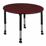 48 IN. ROUND HEIGHT ADJUSTABLE MOBILE CLASSROOM ACTIVITY TABLE- MAHOGANY <FONT COLOR=GREEN>-FREE SHIPPING-</FONT>
