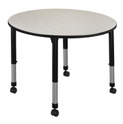 48 IN. ROUND HEIGHT ADJUSTABLE MOBILE CLASSROOM ACTIVITY TABLE- MAPLE <FONT COLOR=GREEN>-FREE SHIPPING-</FONT>