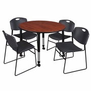 48 IN. ROUND MOBILE ADJUSTABLE CLASSROOM TABLE- CHERRY & 4 STACK CHAIRS- BLACK <FONT COLOR=GREEN>-FREE SHIPPING-</FONT> 48 IN. ROUND MOBILE ADJUSTABLE CLASSROOM TABLE- CHERRY & 4 STACK CHAIRS- BLACK <FONT COLOR=GREEN>-FREE SHIPPING-</FONT>