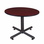 48 IN. ROUND X-BASE BREAKROOM TABLE- MAHOGANY <FONT COLOR=GREEN>-FREE SHIPPING-</FONT>