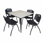 48 IN. SQUARE BREAKROOM TABLE- MAPLE TOP, BLACK BASE & 4 M STACK CHAIRS- BLACK <FONT COLOR=GREEN>-FREE SHIPPING-</FONT>
