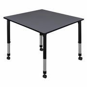 48 IN. SQUARE HEIGHT ADJUSTABLE MOBILE CLASSROOM ACTIVITY TABLE- GREY <FONT COLOR=GREEN>-FREE SHIPPING-</FONT>