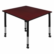 48 IN. SQUARE HEIGHT ADJUSTABLE MOBILE CLASSROOM ACTIVITY TABLE- MAHOGANY <FONT COLOR=GREEN>-FREE SHIPPING-</FONT>