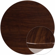 48'' ROUND HIGH-GLOSS WALNUT RESIN TABLE TOP WITH 2'' THICK DROP-LIP <font color=green>FREE SHIPPING!</font>