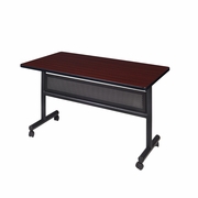 48" X 24" FLIP TOP MOBILE TRAINING TABLE WITH MODESTY- MAHOGANY. <font color=green>-FREE SHIPPING-</font>