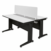 48 X 24 IN. 2 PERSON BENCH WORKSTATION WITH PRIVACY PANEL- WHITE <FONT COLOR=GREEN>-FREE SHIPPING-</FONT>