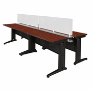 48 X 24 IN. 4 PERSON DOUBLE BENCH WORKSTATION WITH PRIVACY PANEL- CHERRY <FONT COLOR=GREEN>-FREE SHIPPING-</FONT>