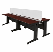 48 X 24 IN. 4 PERSON DOUBLE BENCH WORKSTATION WITH PRIVACY PANEL- MAHOGANY <FONT COLOR=GREEN>-FREE SHIPPING-</FONT>