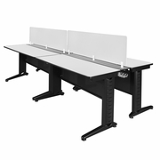 48 X 24 IN. 4 PERSON DOUBLE BENCH WORKSTATION WITH PRIVACY PANEL- WHITE <FONT COLOR=GREEN>-FREE SHIPPING-</FONT>