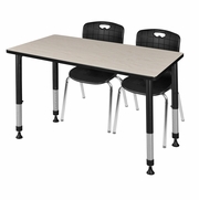 48 X 24 IN. ADJUSTABLE CLASSROOM TABLE- MAPLE & 2 ANDY 18 IN. STACK CHAIRS- BLACK <FONT COLOR=GREEN>-FREE SHIPPING-</FONT>