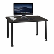 48 X 24 IN. MOBILE DESK- ASH GREY TOP, BLACK LEGS <FONT COLOR=GREEN>-FREE SHIPPING-</FONT>