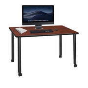 48 X 24 IN. MOBILE DESK- CHERRY TOP, BLACK LEGS <FONT COLOR=GREEN>-FREE SHIPPING-</FONT>