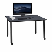 48 X 24 IN. MOBILE DESK- GREY TOP, BLACK LEGS <FONT COLOR=GREEN>-FREE SHIPPING-</FONT>