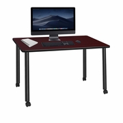 48 X 24 IN. MOBILE DESK- MAHOGANY TOP, BLACK LEGS <FONT COLOR=GREEN>-FREE SHIPPING-</FONT>