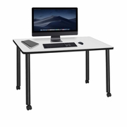 48 X 24 IN. MOBILE DESK- WHITE TOP, BLACK LEGS <FONT COLOR=GREEN>-FREE SHIPPING-</FONT>