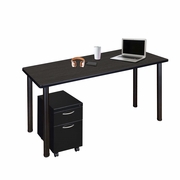48 X 24 IN. MOBILE DESK WITH STORAGE- ASH GREY TOP, BLACK LEGS <FONT COLOR=GREEN>-FREE SHIPPING-</FONT>
