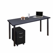 48 X 24 IN. MOBILE DESK WITH STORAGE- GREY TOP, BLACK LEGS <FONT COLOR=GREEN>-FREE SHIPPING-</FONT>