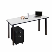 48 X 24 IN. MOBILE DESK WITH STORAGE- WHITE TOP, BLACK LEGS <FONT COLOR=GREEN>-FREE SHIPPING-</FONT>