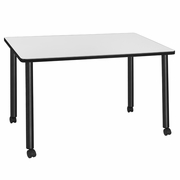 48 X 24 IN. MOBILE TRAINING SEMINAR TABLE- WHITE TOP, BLACK LEGS <FONT COLOR=GREEN>-FREE SHIPPING-</FONT>