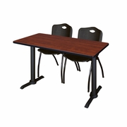 48 X 24 IN. T-BASE TRAINING SEMINAR TABLE- CHERRY & 2 M STACK CHAIRS- BLACK <FONT COLOR=GREEN>-FREE SHIPPING-</FONT>