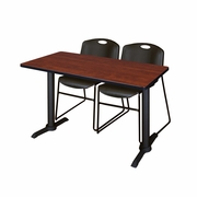 48 X 24 IN. T-BASE TRAINING SEMINAR TABLE- CHERRY & 2 STACK CHAIRS- BLACK <FONT COLOR=GREEN>-FREE SHIPPING-</FONT>