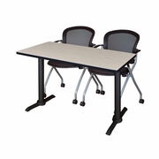 48 X 24 IN. T-BASE TRAINING SEMINAR TABLE- MAPLE & 2 NESTING CHAIRS <FONT COLOR=GREEN>-FREE SHIPPING-</FONT>