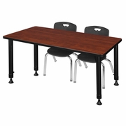 48 X 30 IN. ADJUSTABLE CLASSROOM TABLE- CHERRY & 2 ANDY 12 IN. STACK CHAIRS- BLACK <FONT COLOR=GREEN>-FREE SHIPPING-</FONT>