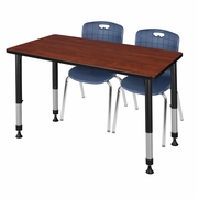 48 X 30 IN. ADJUSTABLE CLASSROOM TABLE- CHERRY & 2 ANDY 18 IN. STACK CHAIRS- BLUE <FONT COLOR=GREEN>-FREE SHIPPING-</FONT>