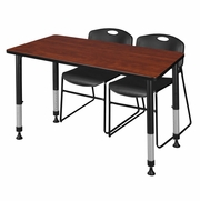48 X 30 IN. ADJUSTABLE CLASSROOM TABLE- CHERRY & 2 STACK CHAIRS- BLACK <FONT COLOR=GREEN>-FREE SHIPPING-</FONT>