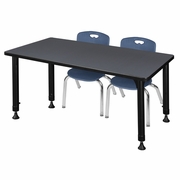 48 X 30 IN. ADJUSTABLE CLASSROOM TABLE- GREY & 2 ANDY 12 IN. STACK CHAIRS- BLUE <FONT COLOR=GREEN>-FREE SHIPPING-</FONT>