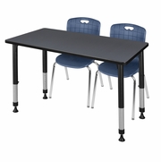 48 X 30 IN. ADJUSTABLE CLASSROOM TABLE- GREY & 2 ANDY 18 IN. STACK CHAIRS- BLUE <FONT COLOR=GREEN>-FREE SHIPPING-</FONT>