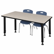 48 X 30 IN. ADJUSTABLE CLASSROOM TABLE- MAPLE & 2 ANDY 12 IN. STACK CHAIRS- BLUE <FONT COLOR=GREEN>-FREE SHIPPING-</FONT>