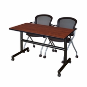 48 X 30 IN. FLIP-TOP TRAINING NESTING TABLE- CHERRY, 2 NESTING CHAIRS <FONT COLOR=GREEN>-FREE SHIPPING-</FONT>
