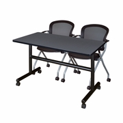 48 X 30 IN. FLIP-TOP TRAINING NESTING TABLE- GREY, 2 NESTING CHAIRS <FONT COLOR=GREEN>-FREE SHIPPING-</FONT>