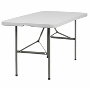 5-FOOT BI-FOLD GRANITE WHITE PLASTIC FOLDING TABLE: <font color=green>FREE SHIPPING!</font>