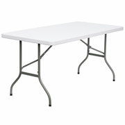 5-FOOT GRANITE WHITE PLASTIC FOLDING TABLE: <font color=green>FREE SHIPPING!</font>