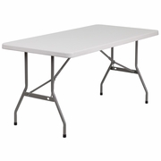 5-FOOT GRANITE WHITE PLASTIC FOLDING TABLE <font color=green>FREE SHIPPING!</font>