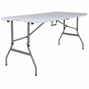 5-FOOT HEIGHT ADJUSTABLE BI-FOLD GRANITE WHITE PLASTIC BANQUET AND EVENT FOLDING TABLE WITH CARRYING HANDLE <font color=green>FREE SHIPPING!</font>