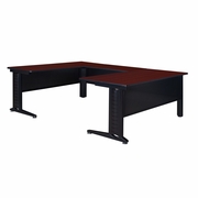 50% DISCOUNT WITH FREE SHIPPING - FIXED HEIGHT 72 X 78 IN. U SHAPE DESK SHELL- MAHOGANY. FREE SHIPPING