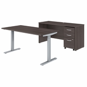 <font color=green>50% OFF W/!</font>  STUDIO C 60W X 30D HEIGHT ADJUSTABLE STANDING DESK, CREDENZA AND MOBILE FILE CABINET.  <FONT COLOR=GREEN>-FREE SHIPPING-</FONT>