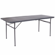 6-FOOT BI-FOLD DARK GRAY PLASTIC FOLDING TABLE WITH CARRYING HANDLE <font color=green>FREE SHIPPING!</font>