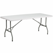 6-FOOT BI-FOLD GRANITE WHITE PLASTIC FOLDING TABLE: <font color=green>FREE SHIPPING!</font>